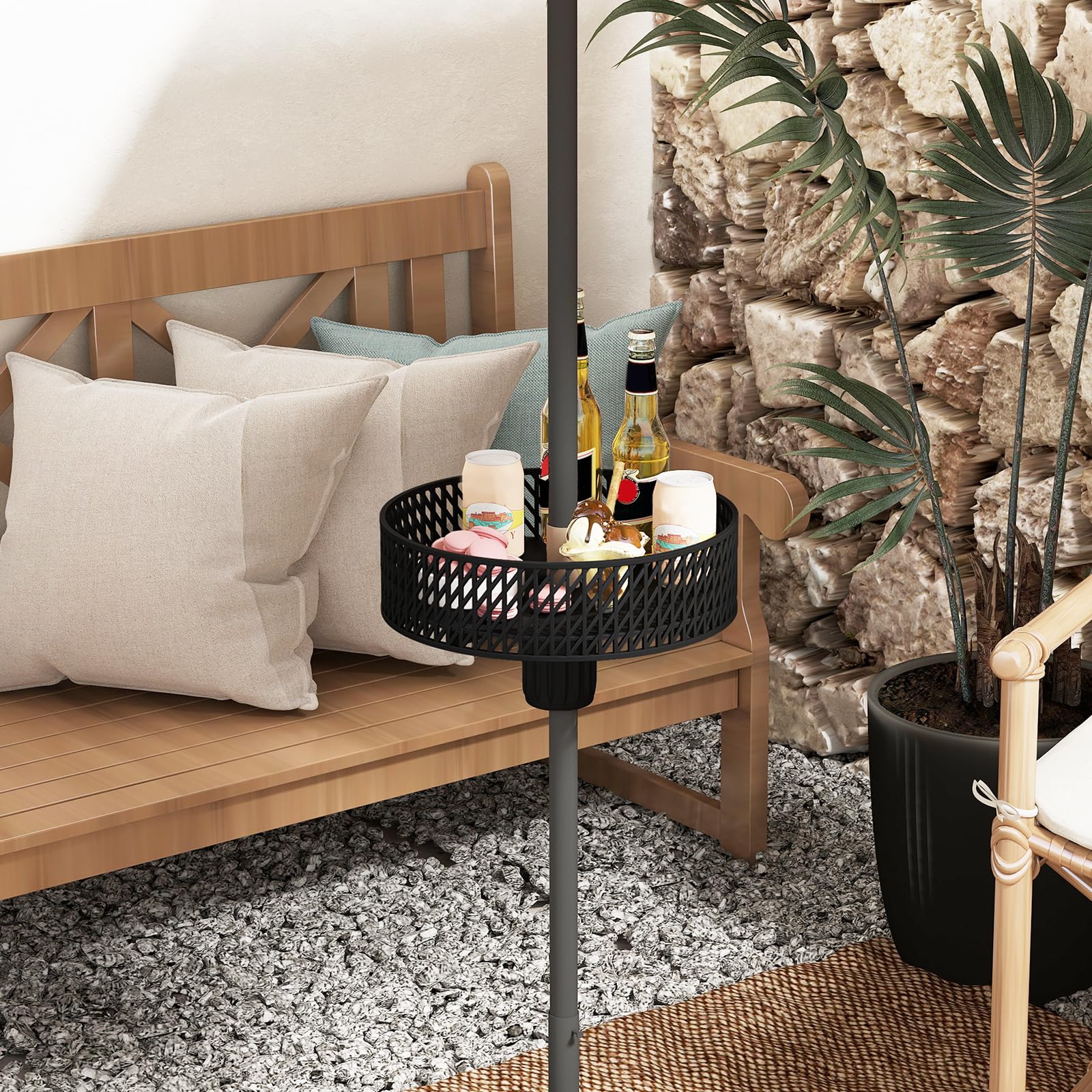 Tangkula Patio Umbrella Table Tray, 12