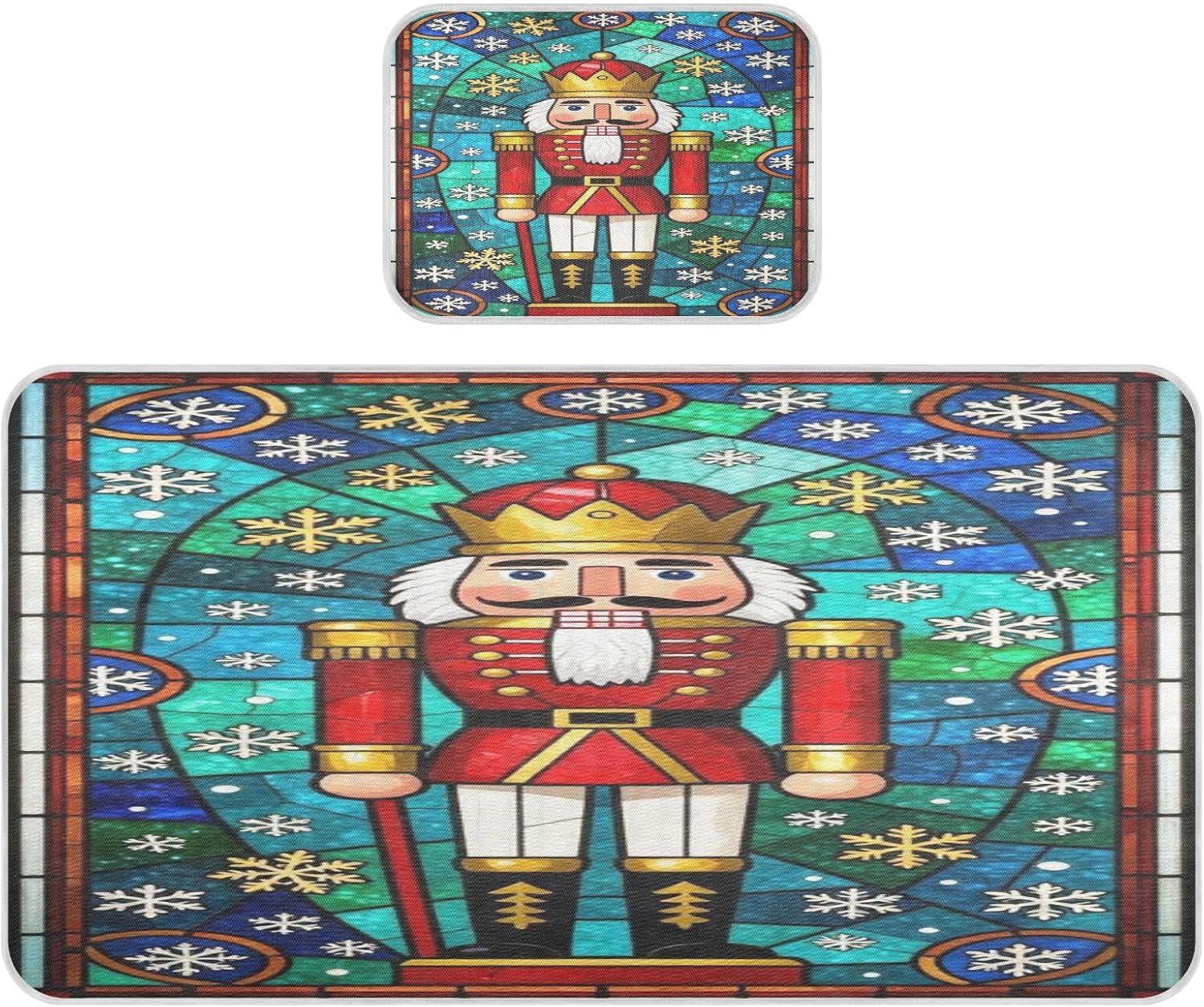 Cooling Baby Waterproof Crib Mattress Protector 28" x 52" Reusable Nutcracker Soldier Christmas Snowflakes Festive Winter 00001_00002 (2) Pads for beds for Baby&Toddler
