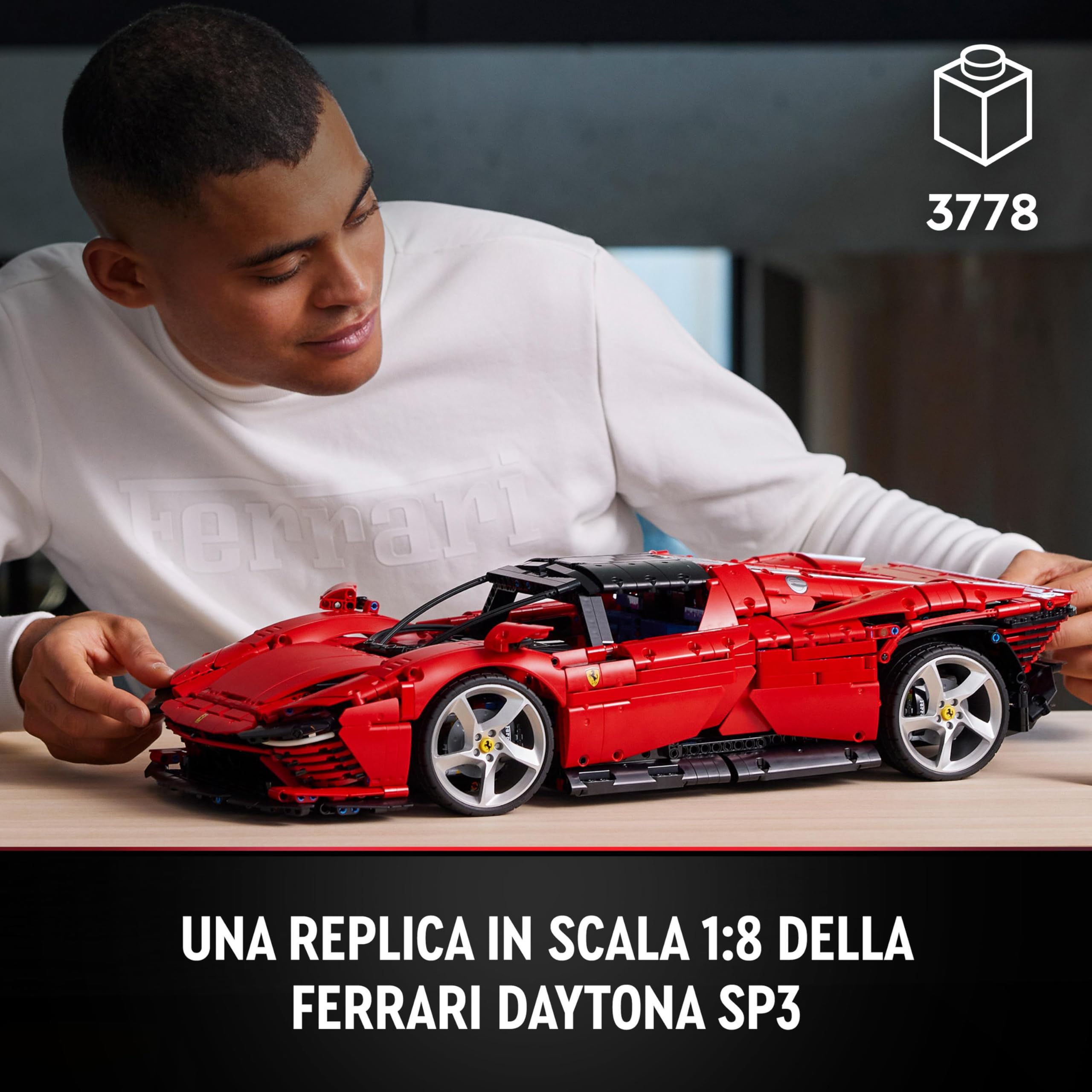 LEGO Technic Ferrari Daytona SP3, Set Modello di Auto da Costruire, Supercar Rossa in Scala 1:8, Kit Modellismo per Adulti da Collezione, Idea Regalo Uomo o Donna, Serie Ultimate Cars Concept 42143