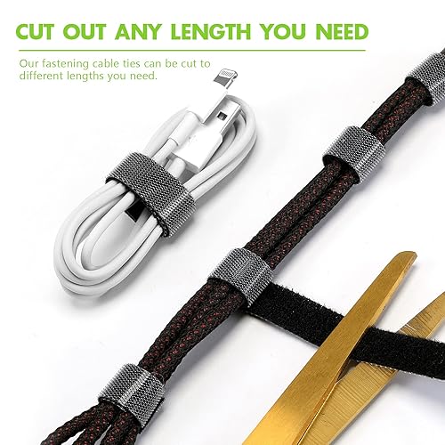 Miniatura 10 de WILLBOND Cinta de sujeción de 12 pulgada x 45 pies, cinta de nailon de fijación reutilizable, cinta de nailon de doble cara, gancho de doble cara,