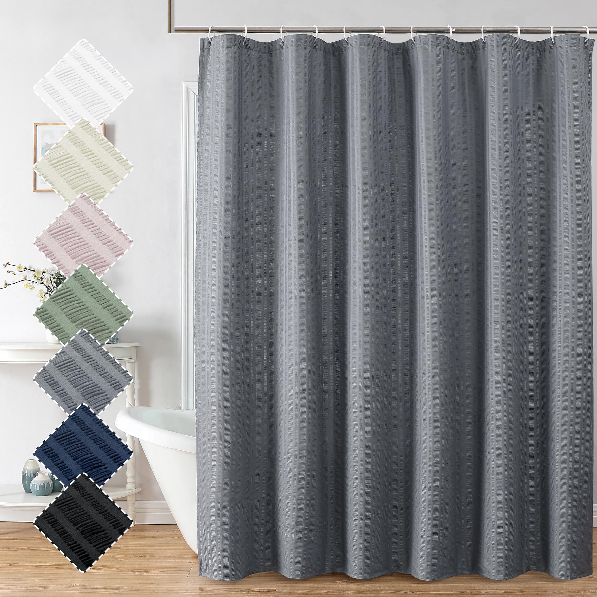Creative Home Ideas Textured Fabric Shower Curtain Set