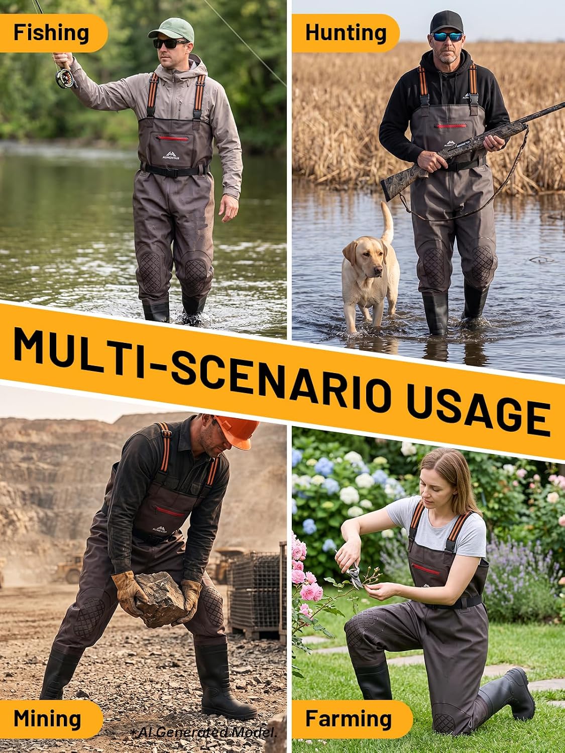 Fishing Chest Waders for Men Women with Boots Waterproof Nylon PVC with Boot Hanger