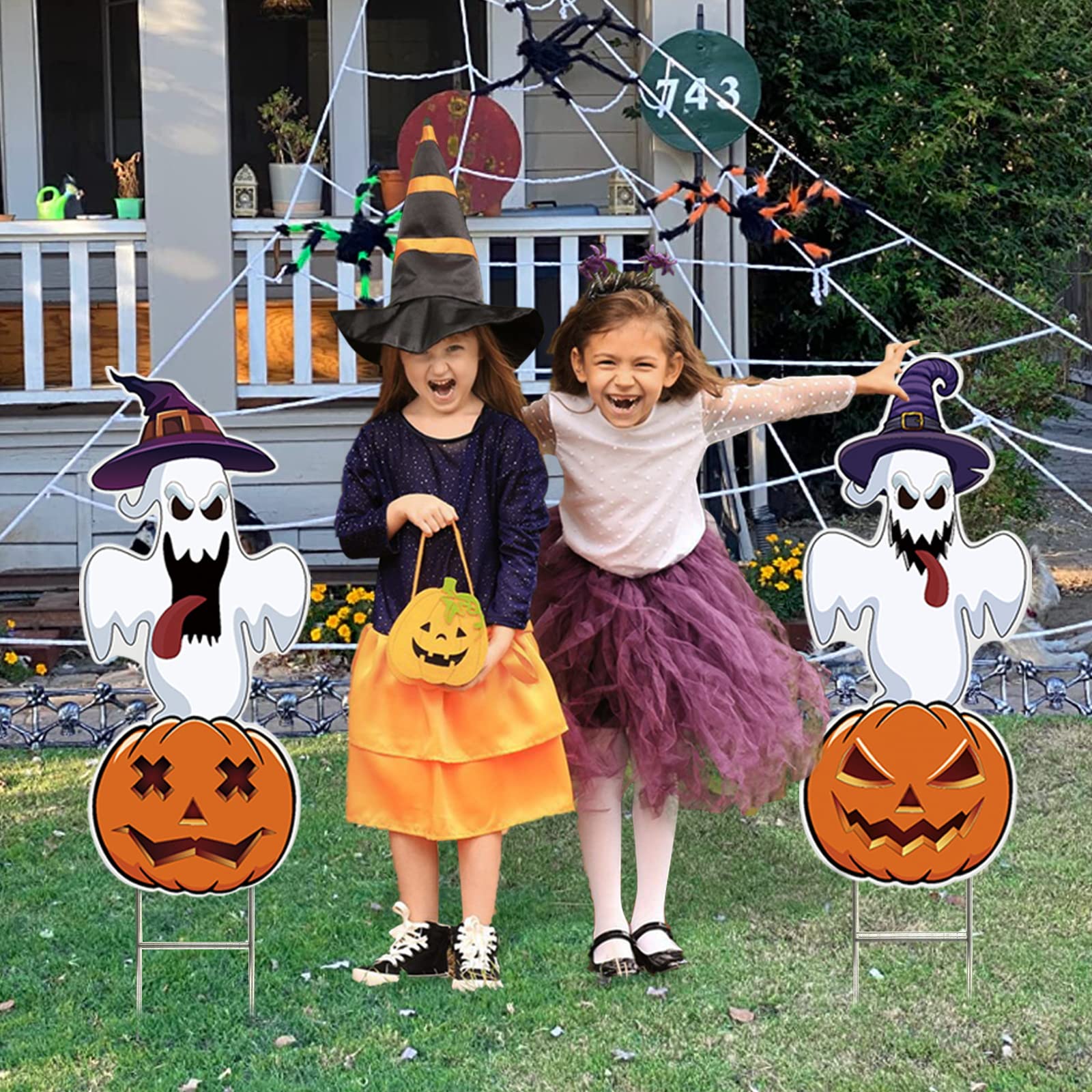 Großes Geisterschild Für Halloween – 38,1x30,5 Cm | Wetterfeste Rasen-Dekoration Mit Heringen
