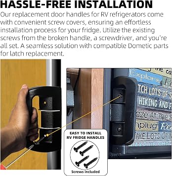 TonGass RV Refrigerator Fridge Upper and Lower Door Handle | Compatible with Dometic Fridge Upper and Lower Door DM2652 DM2852 DM2862 DM2662 and DM2663, Black