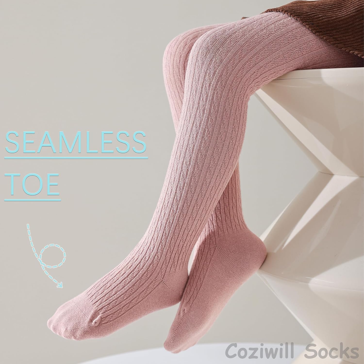 Girls Tights Seamless Toddler Stockings Tights Soft Cotton Cable Knit School Girls Leggings 4-12 Years - Image 4