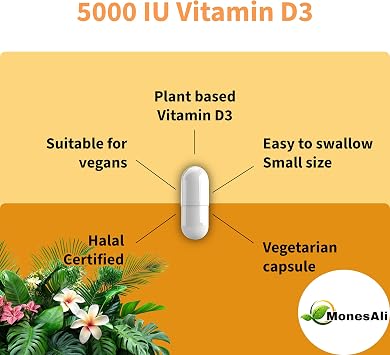 Halal Vitamin D, Vitamin D3, 2,500 IU Capsules, Supports Bone, Immune & Heart Health, Vegan, Non-GMO, Gluten Free and Halal (90 Count)