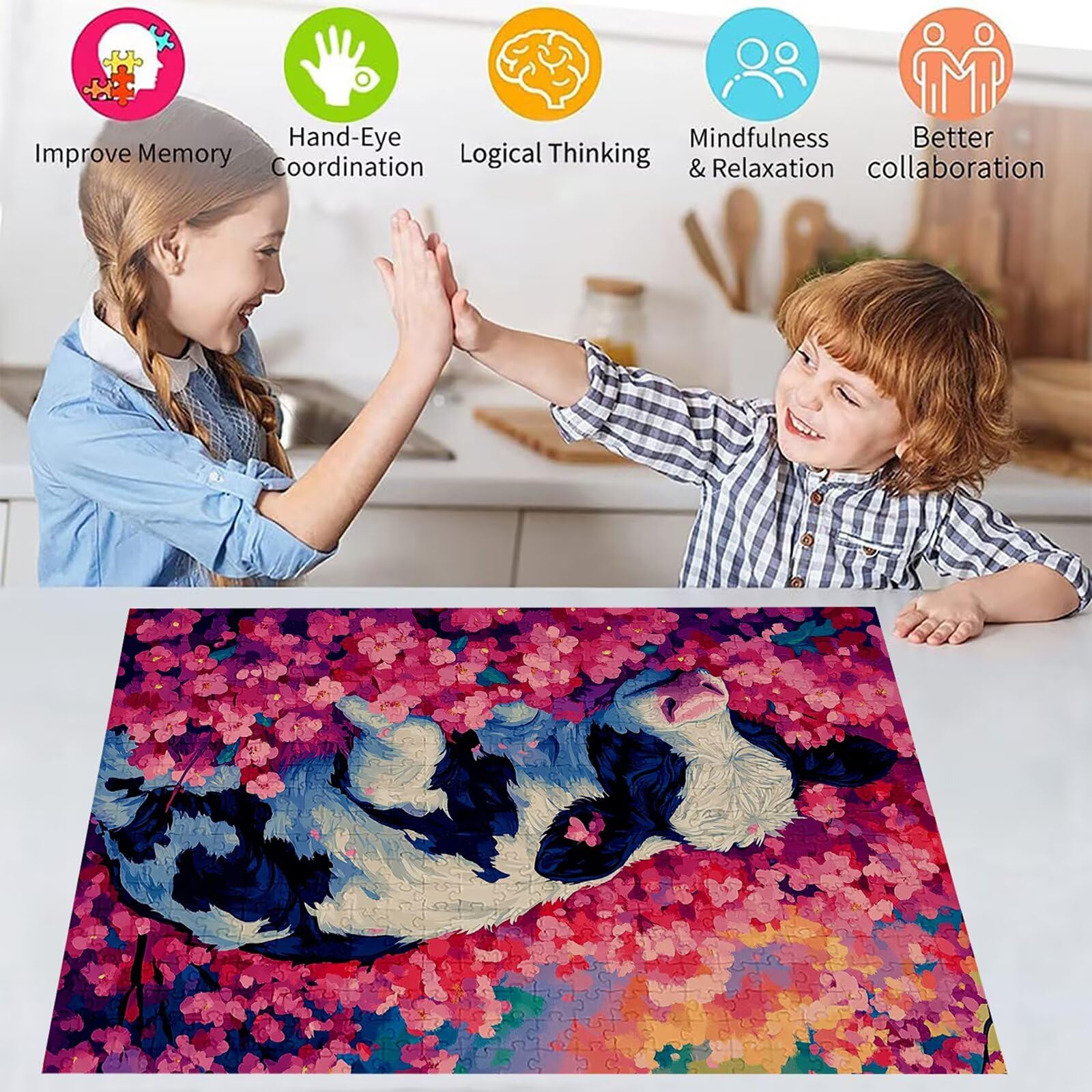 Puzzle 3000 elementów wołowina dla dorosłych kwiaty 122 x 81 cm unikalne rzemiosło klasyczne 3D drewniana układanka do rodzinnych gier aktywnych, układanka do samodzielnego wykonania nawet do