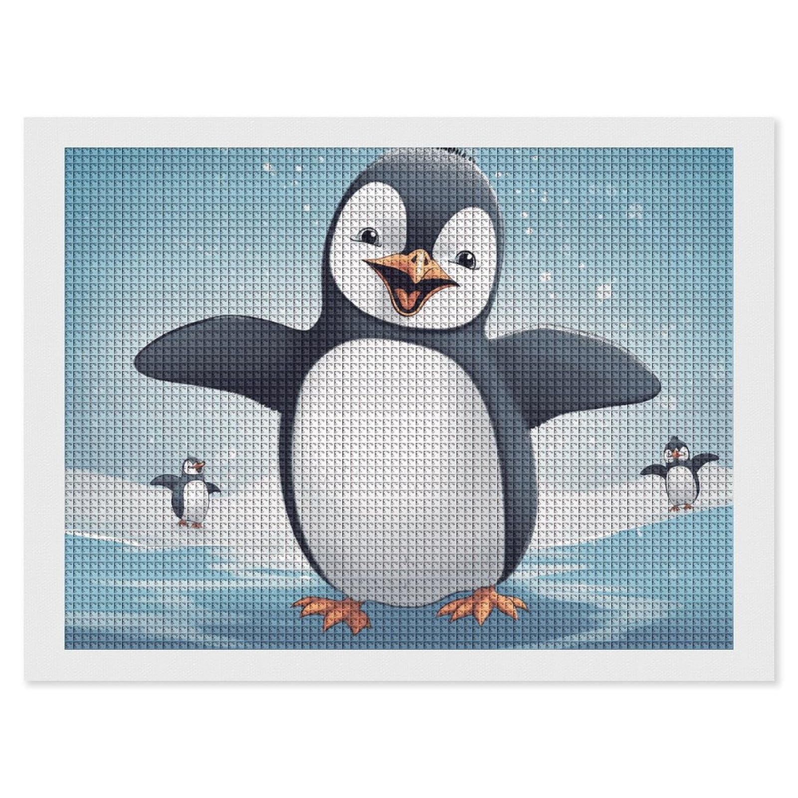 NONHAI Diamond Painting Kits for Adults - DIY Diamond Art Kits for Beginners - Full 5D Paint Drill Diamond Dots Paintings- Happy Penguin Diamonds Pictures Gem Art and Craft Wall Decor 12"x16"