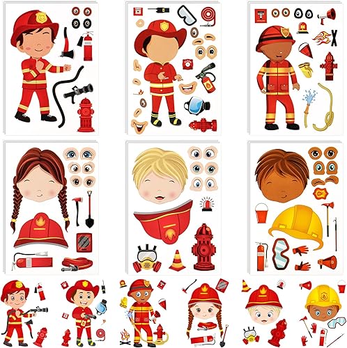 48 hojas de calcomanías de bombero para niños, calcomanías de bombero con temática de bombero, suministros de fiesta, escuela, recompensa,