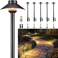 Vista 18 de Gardenreet Luces de camino de latón para exteriores, iluminación de camino de paisaje de bajo voltaje de 12 V, con cable, luz LED IP65 impermeable