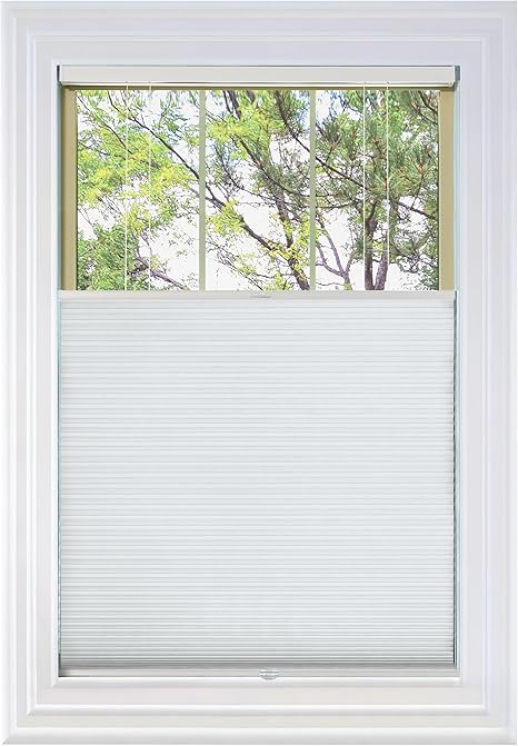 BlindsAvenue Cordless Top Down Bottom Up Cellular Honeycomb Shade, 9/16" Single Cell, Blackout, White, Size: 64" W x 72" H