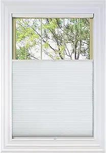 BlindsAvenue Cordless Top Down Bottom Up Cellular Honeycomb Shade, 9/16" Single Cell, Blackout, White, Size: 64" W x 72" H