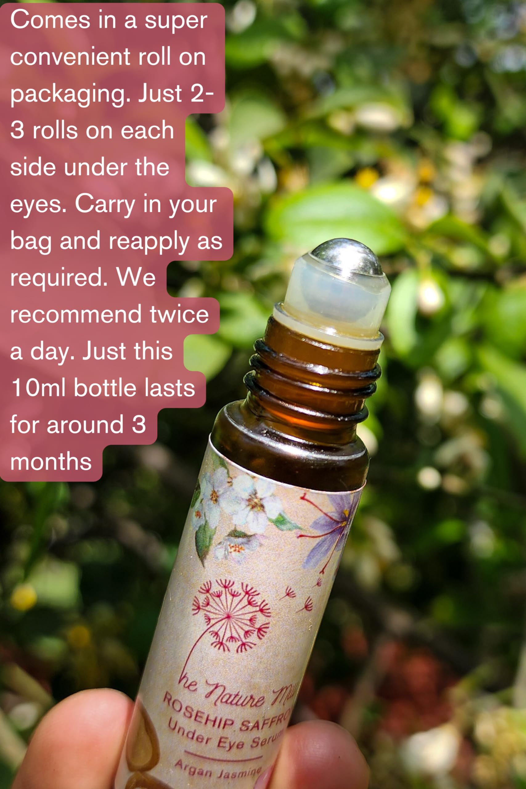 The Nature Mill Rosehip Saffron Under Eye Serum Oil, Argan Jasmine. All natural serum oil to reduce puffiness & dark circles | 10ml — Amazon image 3