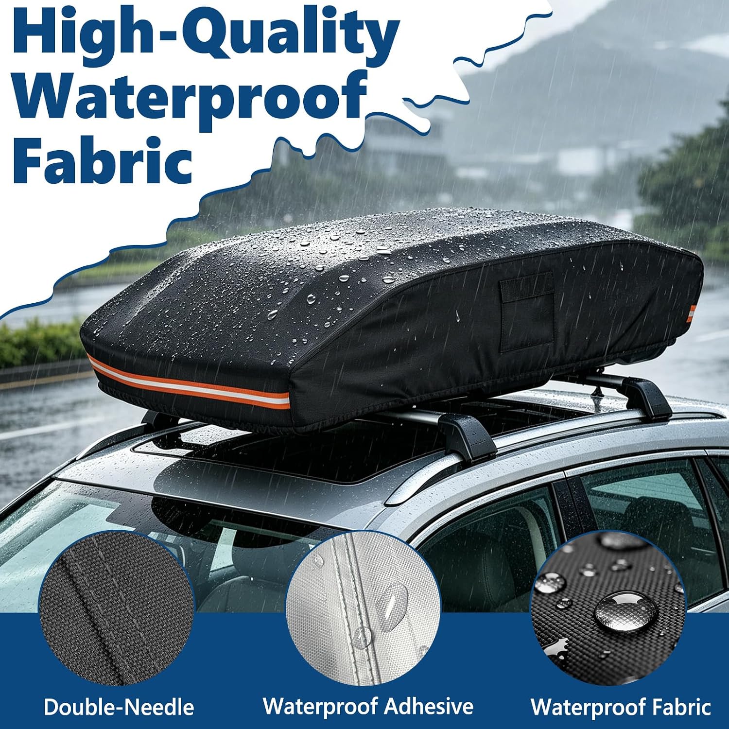 Roof Box Cover,Heavy-Duty 420D Oxford Fabric,Universal Fit for Thule, Perflex, Yakima,Suitable for Year-Round Outdoor use-69''L x 35''W x 17''H image 4