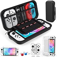 Vista 1 de HEYSTOP Switch OLED Case Compatible with Nintendo Switch OLED Model 2021, 9 in 1 Accessories for Switch OLED Model with Dockable Protective Case, HD