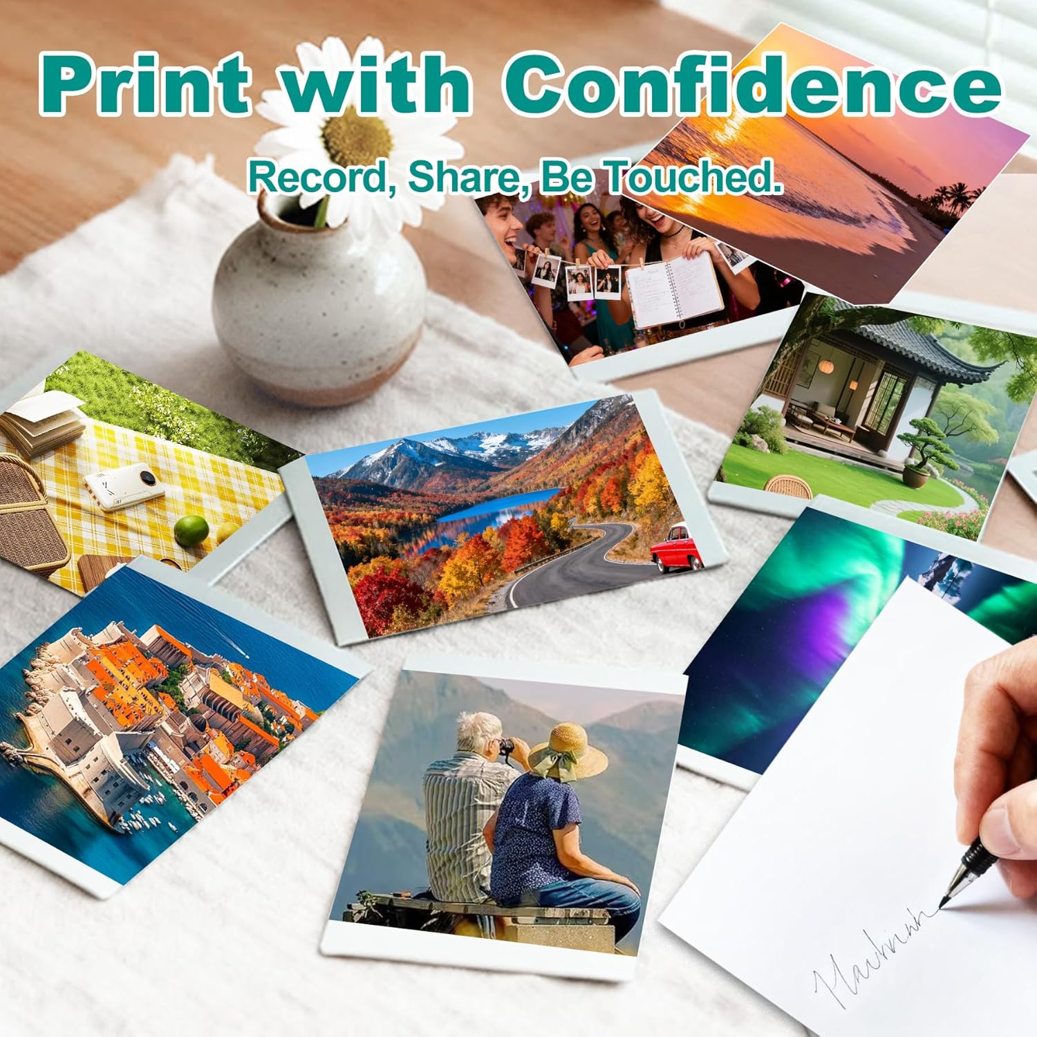 Compatible With Liene Amber M100 M200-4x6 Inch Glossy Photo Paper For DHP512/DHP513, 80 Sheets Papers & 2 Inks, Waterproof, Fingerprint-resistant