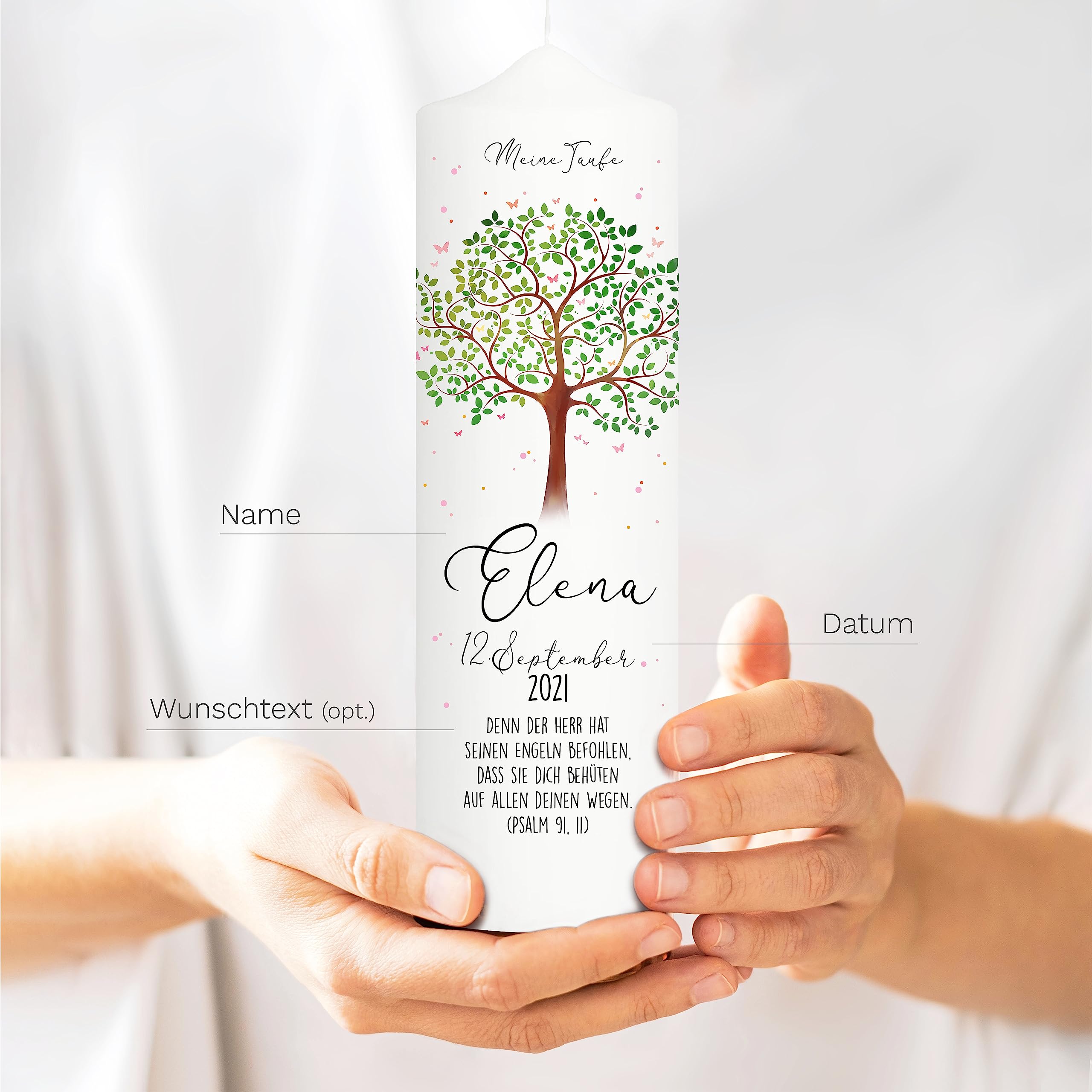 Graz Design - Adesivo da parete, per battesimo, motivo albero della vita, 25 x 7 cm, con nome e data Battesimo