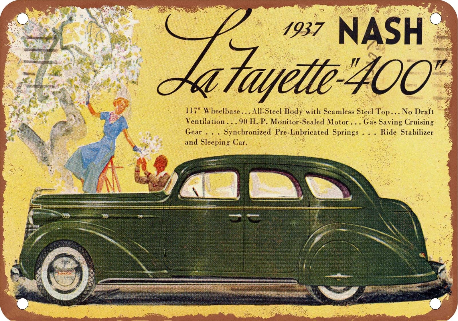 METAL SIGN - 1937 Nash Vintage Ad 06 - Old Retro Rusty Look home decor