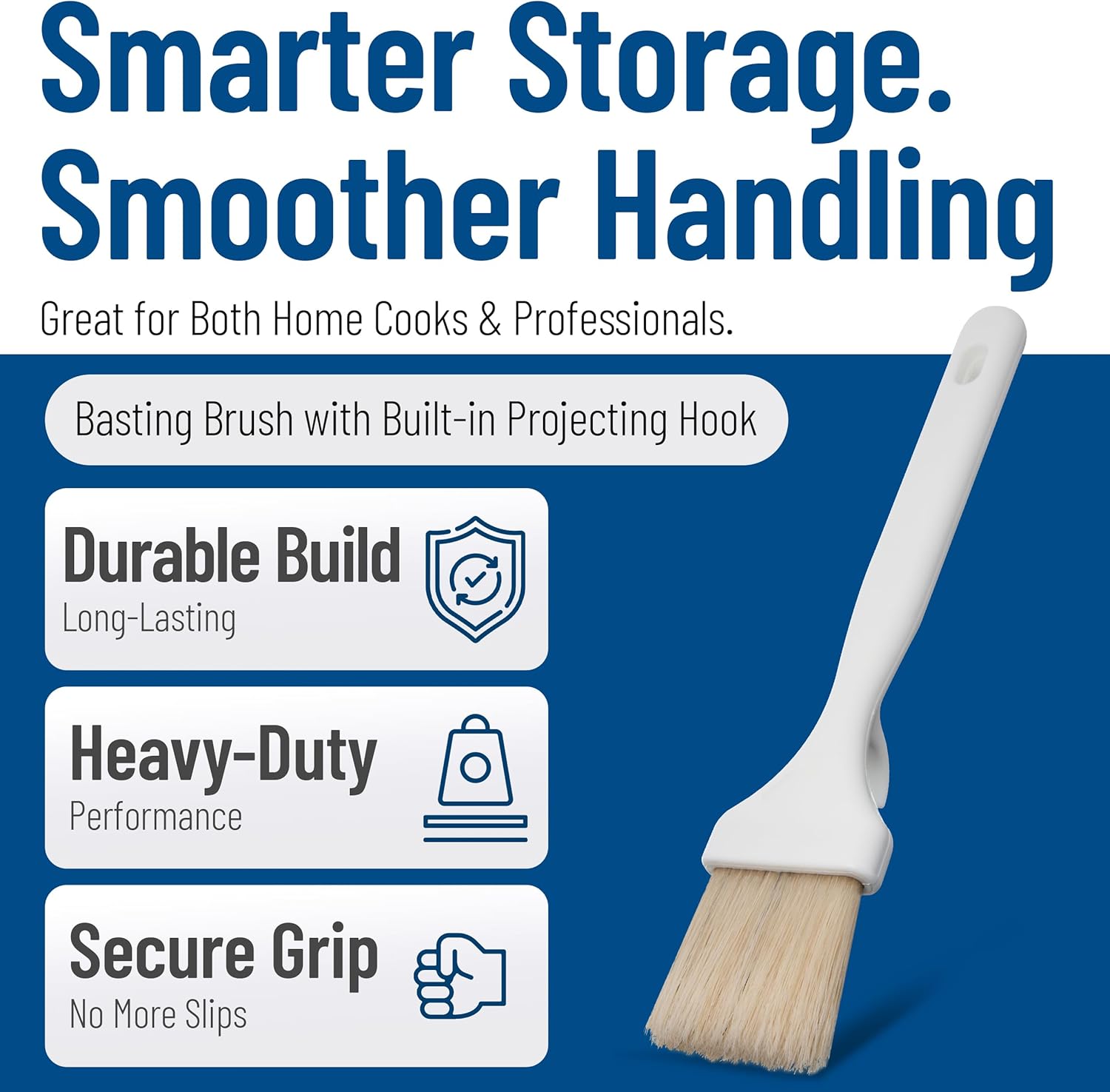 SPARTA 4037800 Meteor Boarhair Pastry Brush, Basting Brush With Built-In Projecting Hook, 2 Inches, Brown, (Pack of 12)