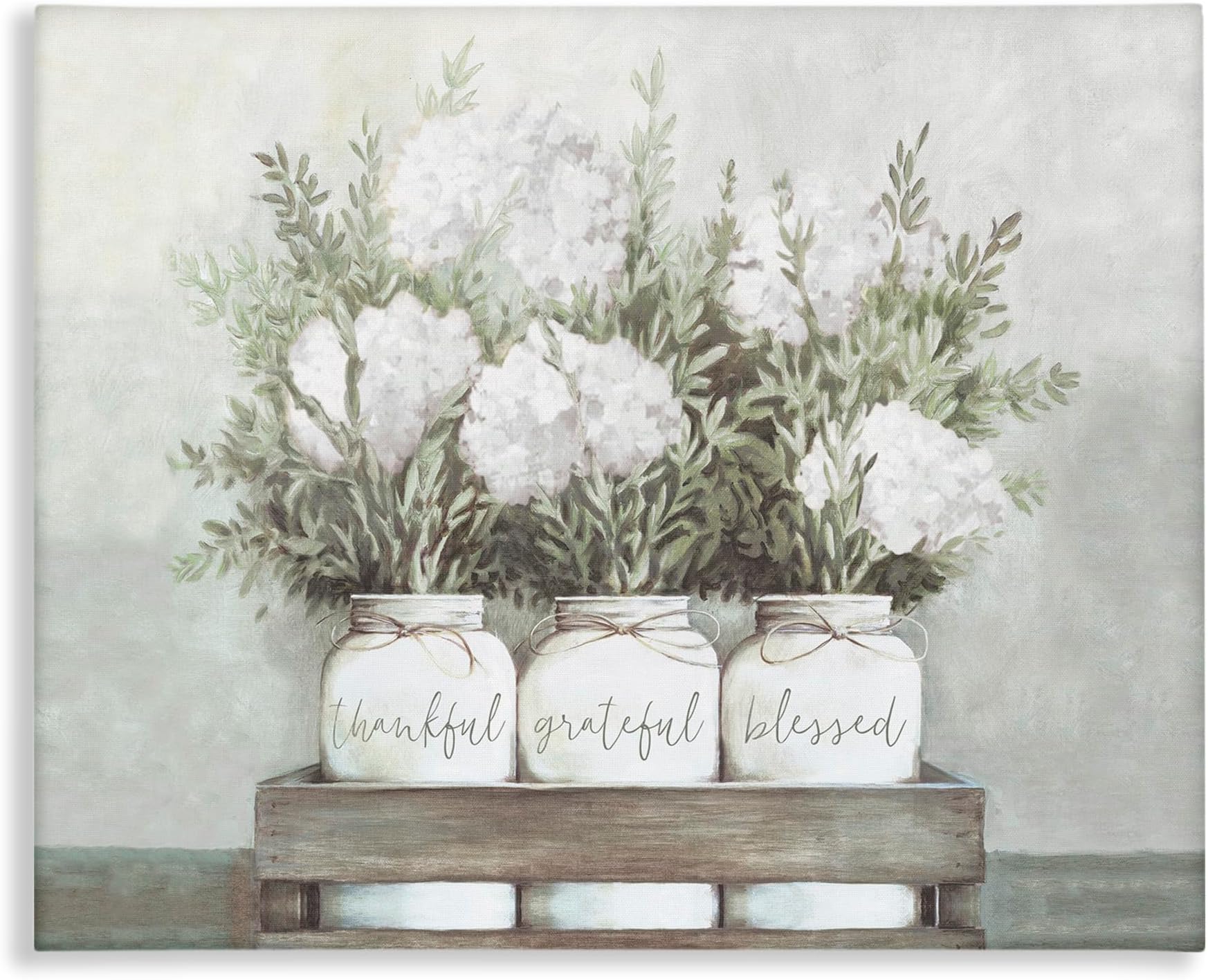 Stupell Industries Pristine Hydrangea Bouquets Thankful Grateful Blessed Sentiment, Designed by Dogwood Portfolio Canvas Wall Art, 16 x 20, Off-White