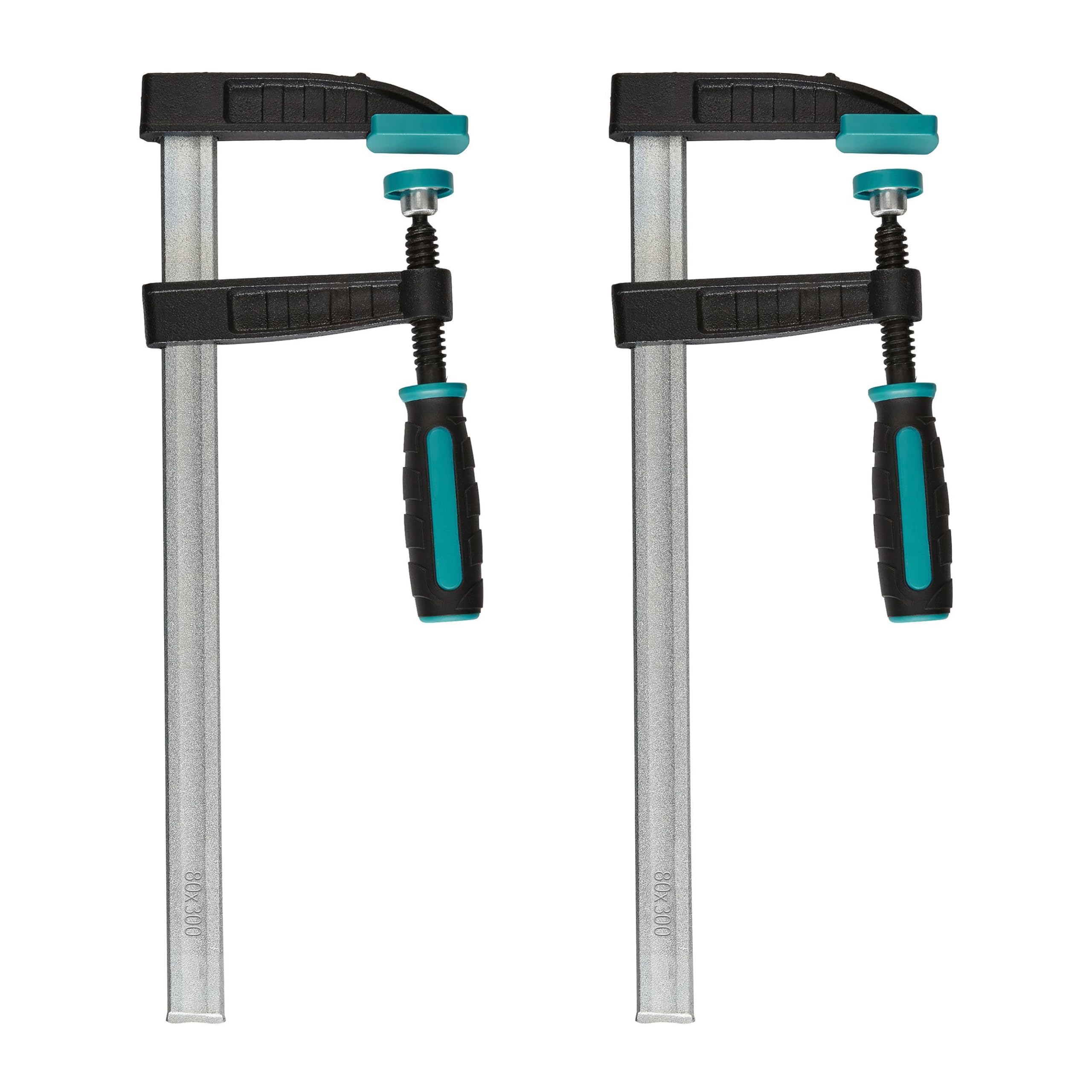 wolfcraft Screw Clamps Set of 2, 300 mm - Hollow Profile Rail, 270 kg Clamping Force, Ergonomic Handle for Woodworking & DIY - 8647000