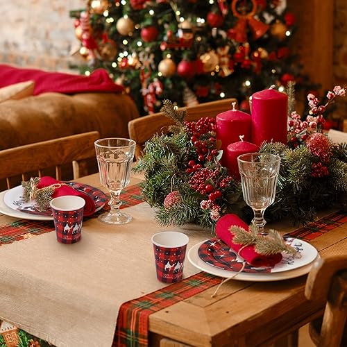 Miniatura 7 de Whaline Juego de vajilla de Navidad de 100 piezas, platos de papel desechables de Jesús Noche Santa, servilletas, tazas, juego de vajilla religiosa