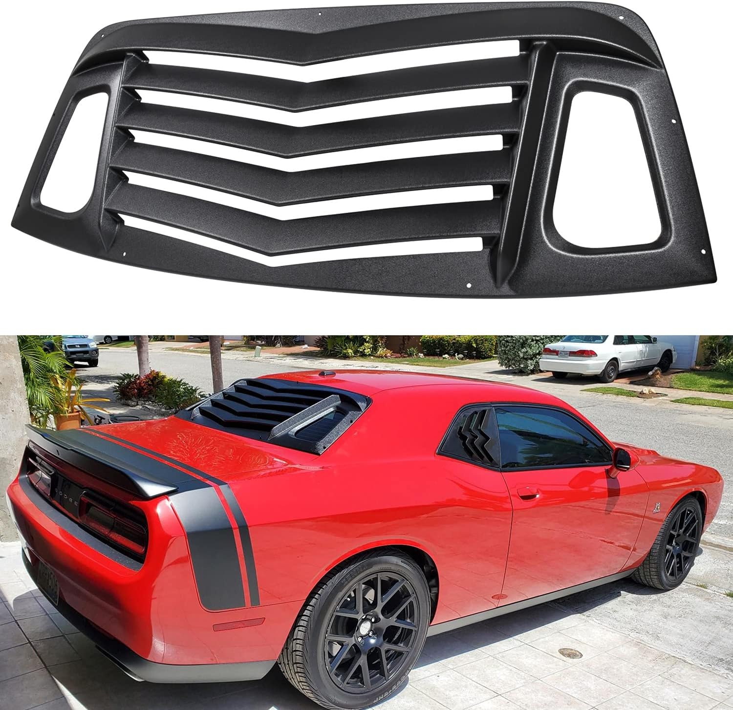 Rear Window Louvers Fit for Dodge Challenger 2008-2021 Matte Black ABS Window Visor Sun Shade Cover Vent