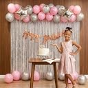 SpecialYou Birthday Decoration Kit For Girls, Pastel Pink Balloons, Metallic Silver Balloons, Star Foil Balloons, Fringe Curtain Party Decor, Birthday Decoration for boys, Decor items-26 pcs gallery image