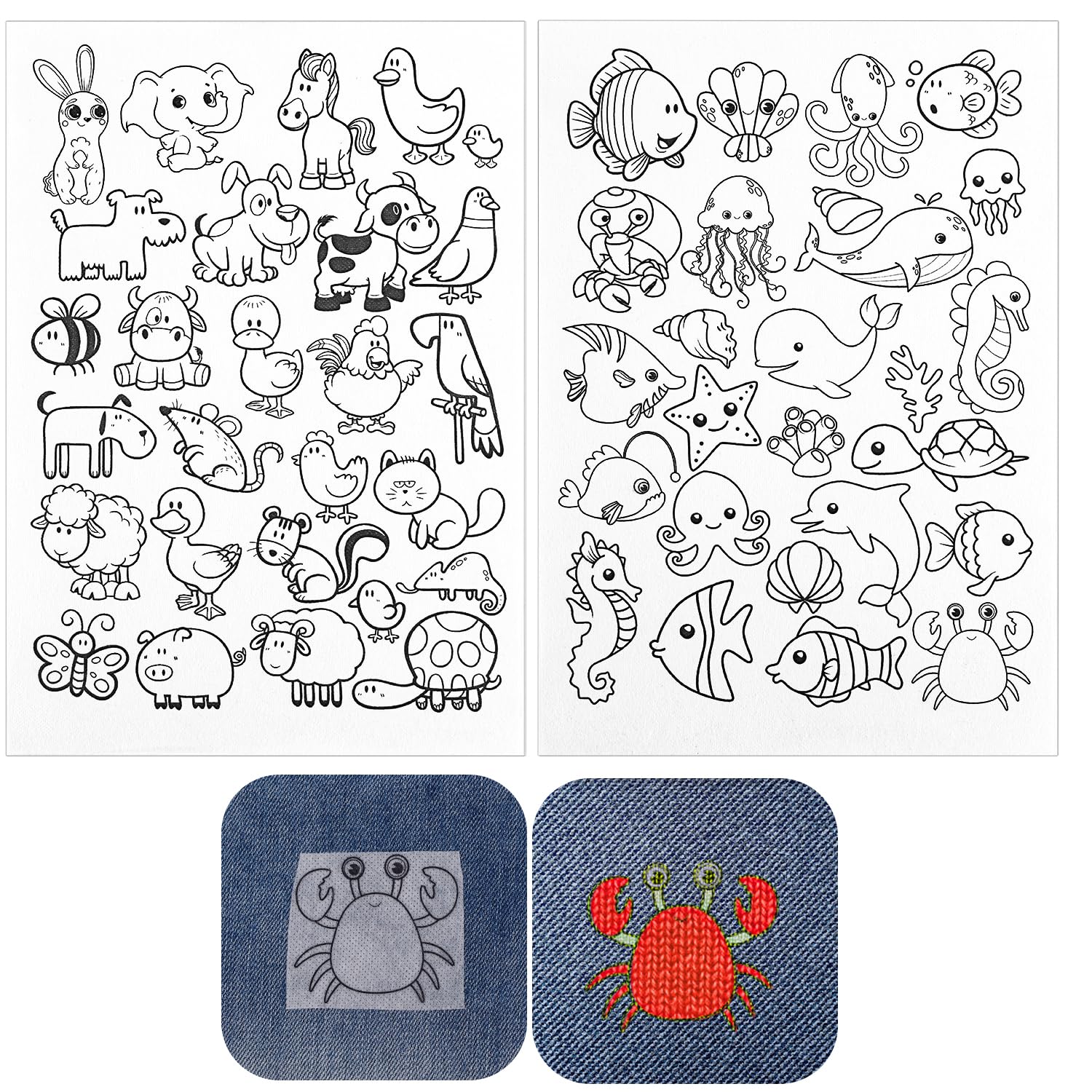 4 Sheet Embroidery Patterns, Water Soluble Hand Sewing Stabilizers Stick and Stitch Embroidery Stabilizers with Animal Patterns for Hand Sewing Beginners