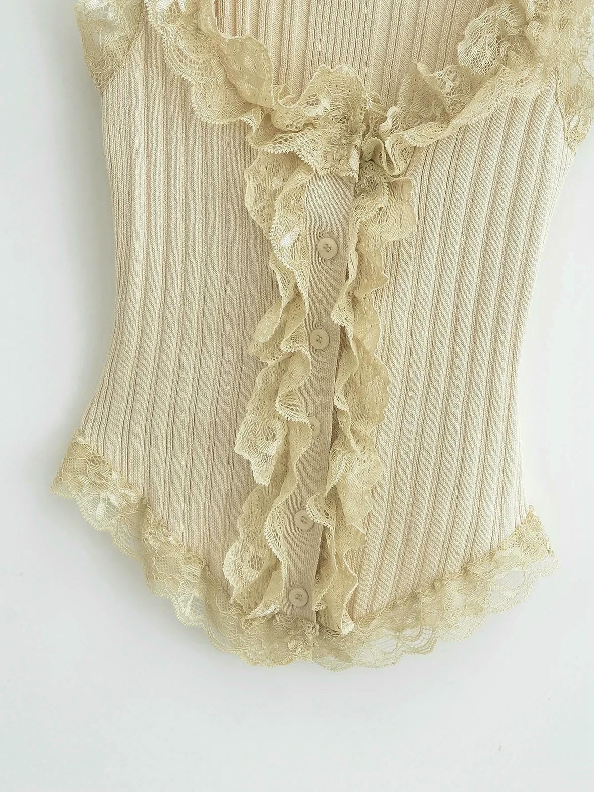 Canotta da Donna Paccio Patchewwort Sweet Sexy Top Top Women Senza Maniche Eleganti Top Short Summer-Beige-m