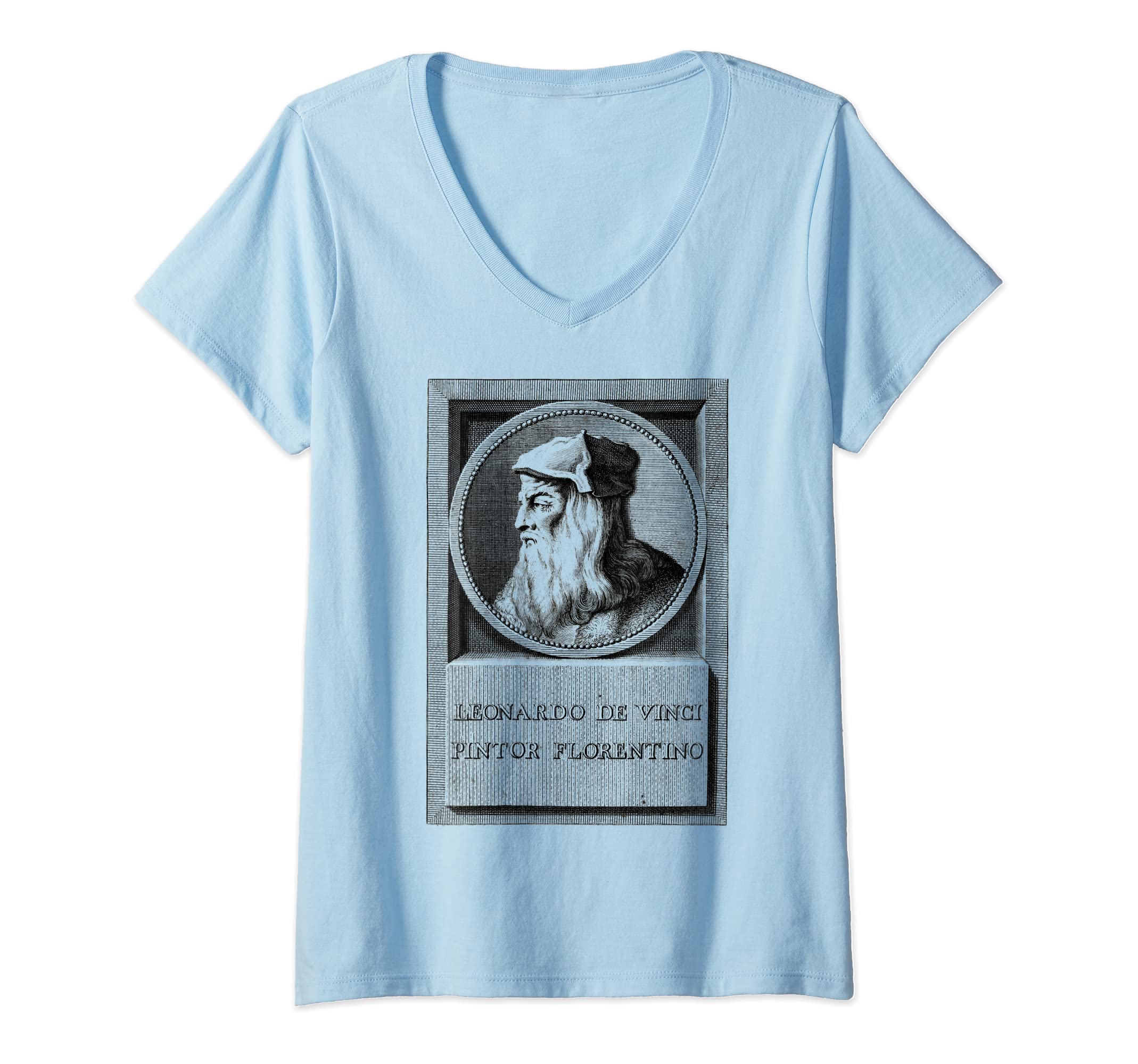 Leonardo Da VinciWomens Leonardo Da Vinci portrait Davinci Science Art painter V-Neck T-Shirt