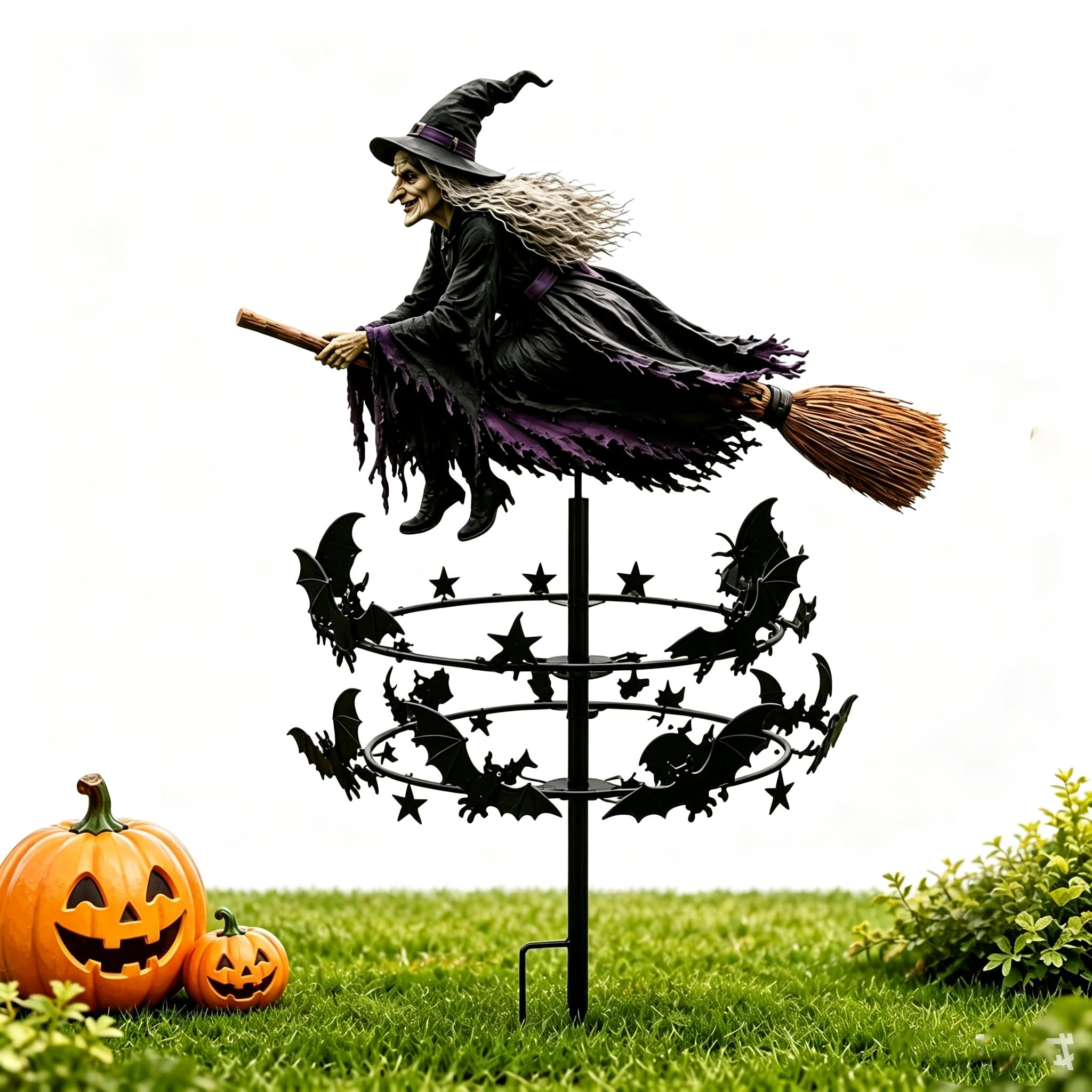 The Enchanted Witch Garden Stake Wind Spinner, Outdoor Halloween Decoration