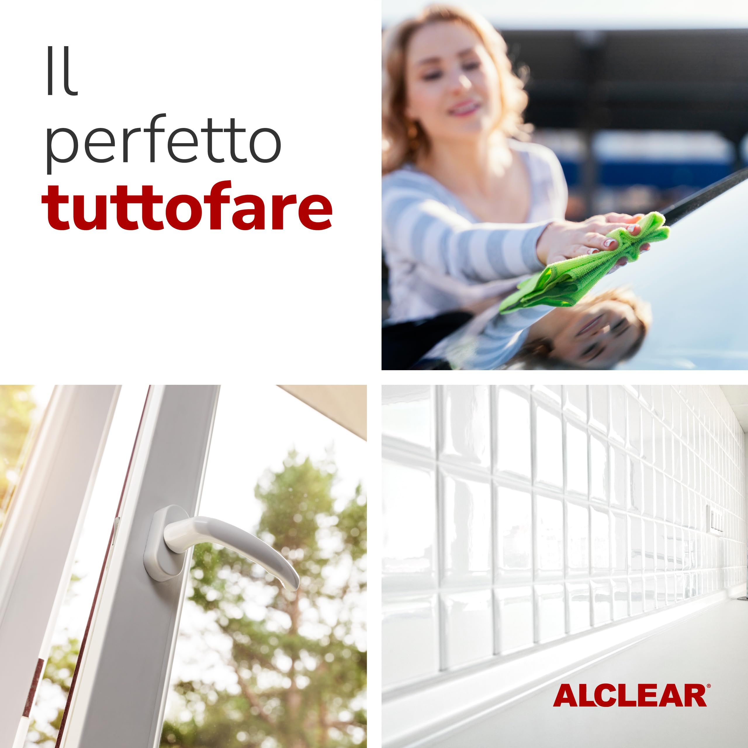 ALCLEAR 950002_5 set panni in microfibra per vetri, 5 pezzi 60×45 cm | Panni per vetri senza aloni e senza pelucchi, Designed in Germany, per casa e auto