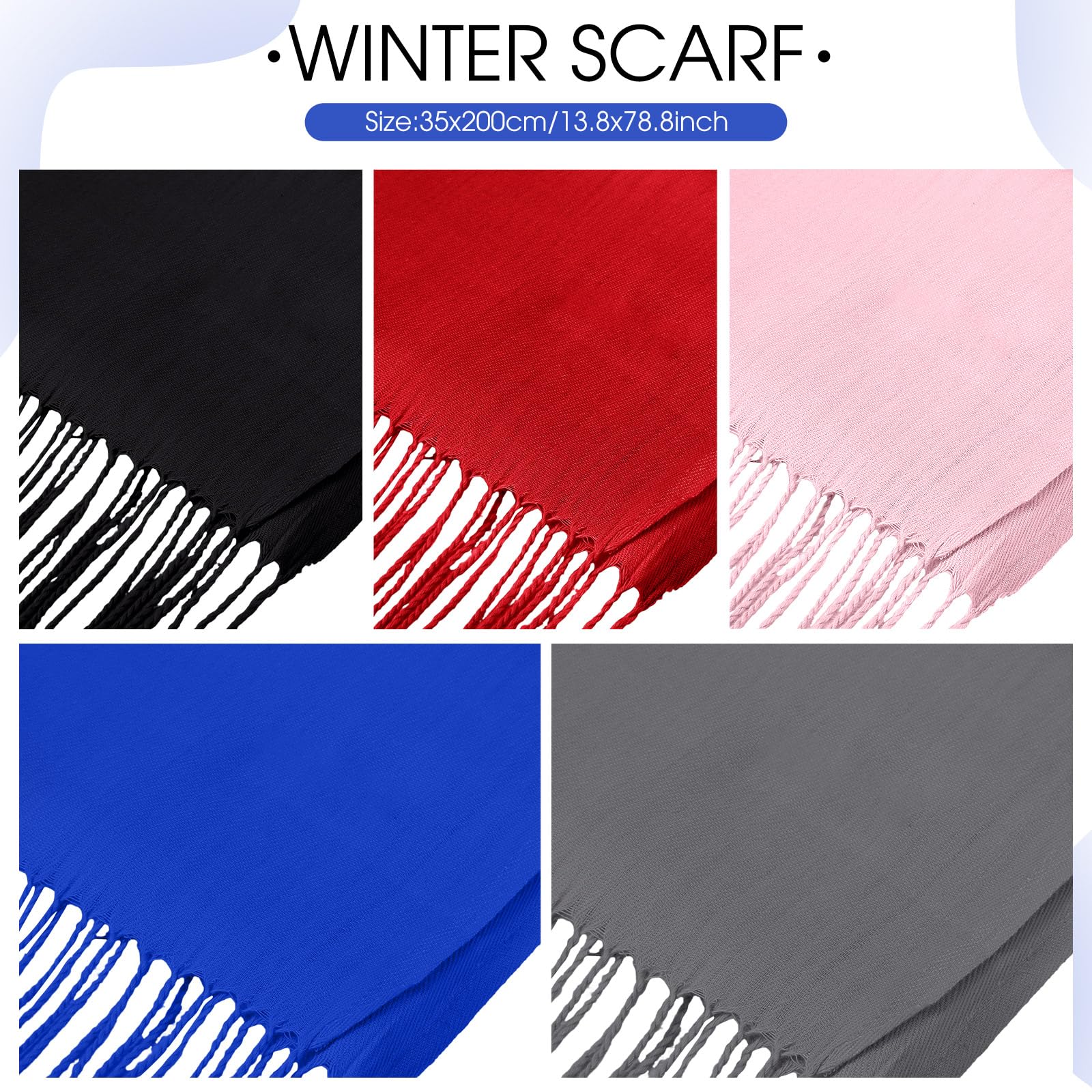 Suhine 18 Stück Damen Herren Schal Bulk Winter Weiche Decke Schals Warm Große Schals und Wraps Quaste Rand 35 x 200 cm