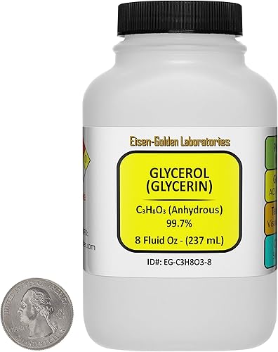 Glicerol C3H8O3 99.7% ACS grado 8 onzas líquidas en una botella ahorradora de espacio