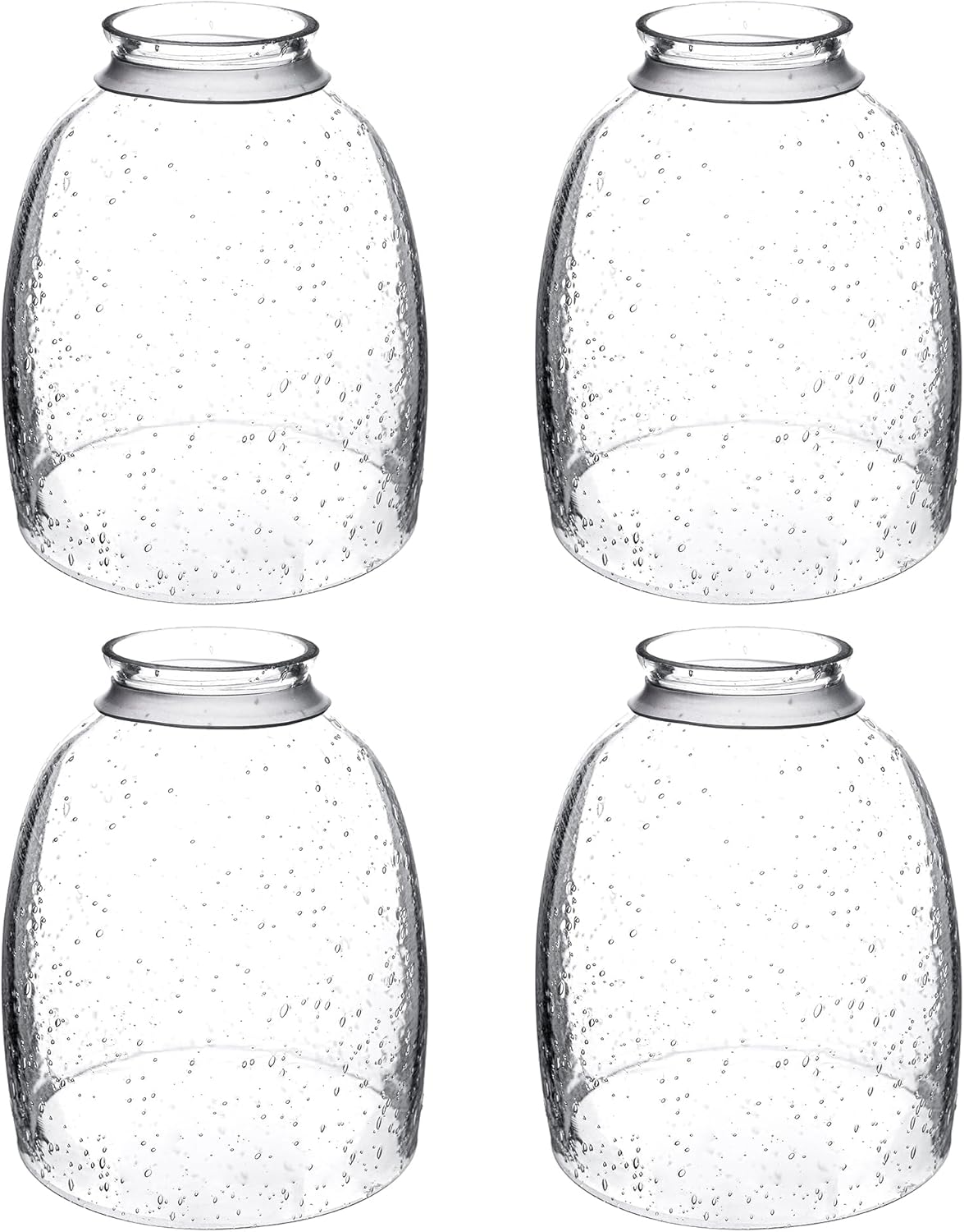 KASTLITE Clear Seeded Glass Ceiling Light Bulb Cover Set - Bubble Textured Chandelier Pendant Wall Sconce & Bathroom Vanity Lamp Fixture Shades - Ceiling Fan Light Covers - 2.22" Fitter, 5.47"x4.76"