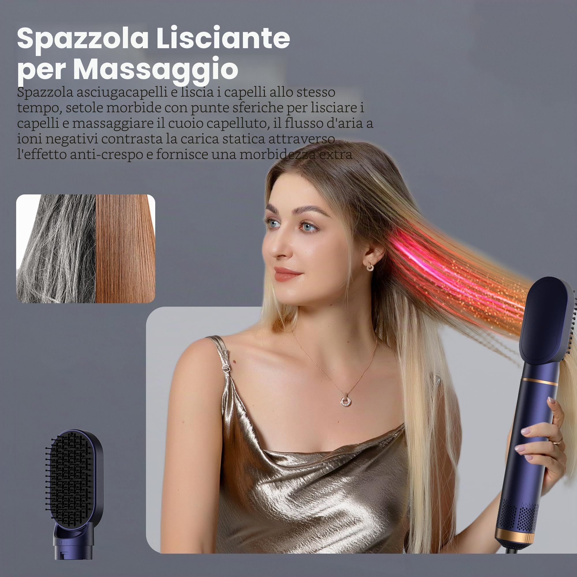 Asciugacapelli 5 in 1, spazzola soffiante 5 in 1, con asciugacapelli ricci, spazzola soffiante, spazzola termica, aria Styler 5 in 1, per asciugare, arricciare, lisciare,regalo per donna