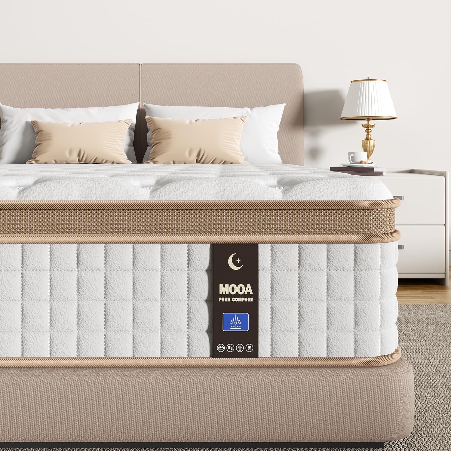 MOOA Full Size Mattress, 12 Inch Full Hybrid Mattress in a Box, Medium Firm