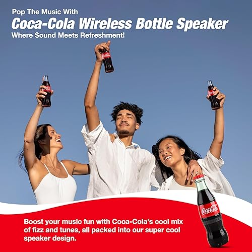 Miniatura 7 de Altavoz Bluetooth oficial en forma de botella Coca-Cola - Altavoz inalámbrico portátil con Bluetooth 5.0, graves profundos, entrada AUX, batería de