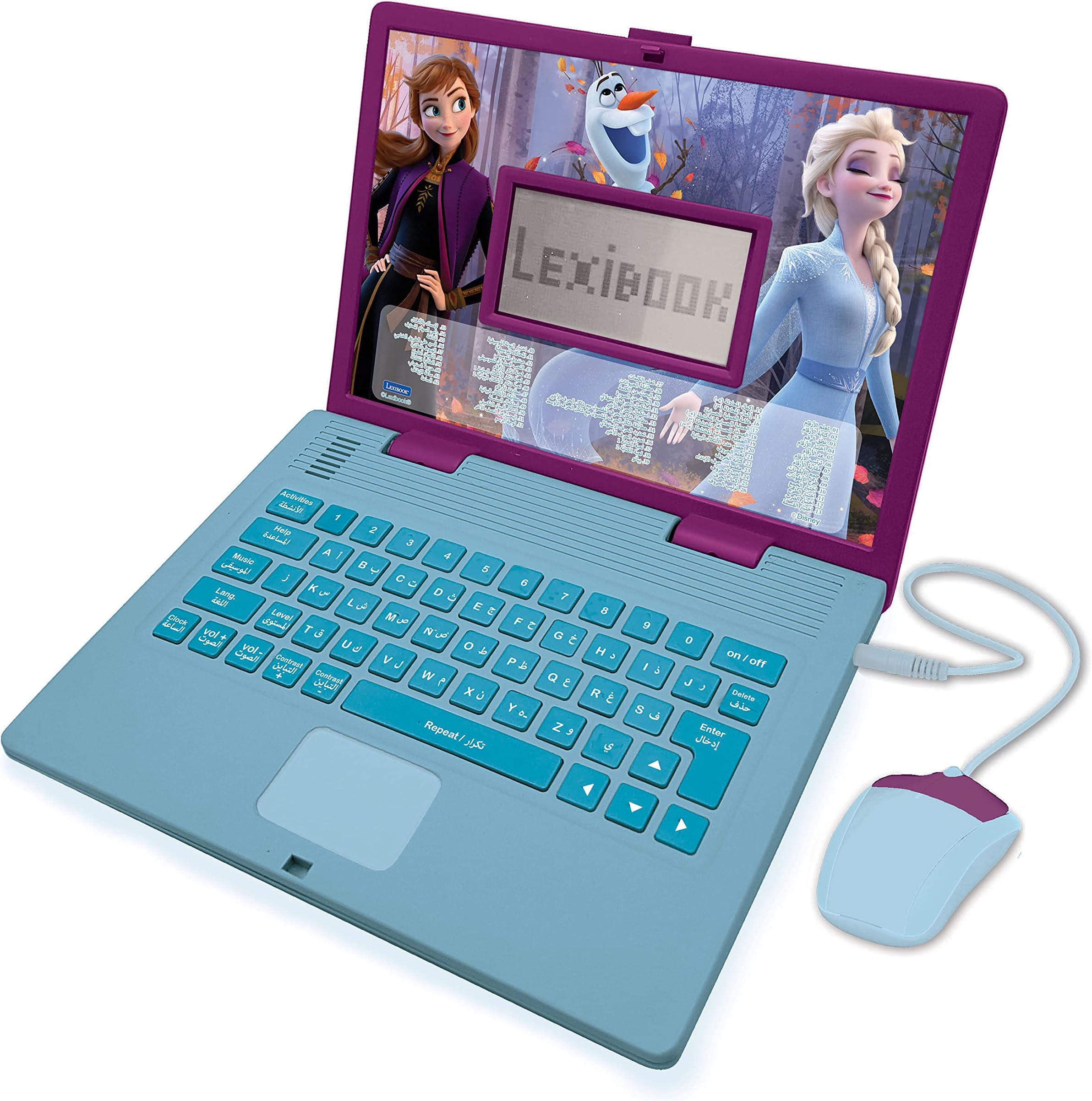โ Lexibook Educational and Bilingual Laptop Arabic/English - Toy for Child Kid 124 Activities, Learn Play Games and Music with Frozen - Purple/Blue JC598FZi13