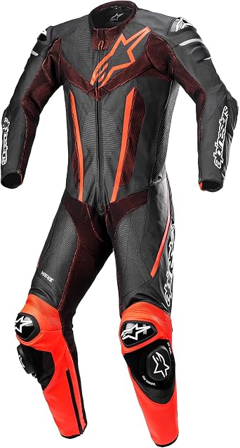 Alpinestars Fusion Leather Suit 1 PC Black/Red Fluo, 54