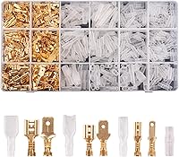 Vista 1 de Kinstecks 600 piezas de conectores de espada de alambre de 0.110 in, 0.189 in y 0.248 in, macho y hembra, bloque de terminales de empalme rápido