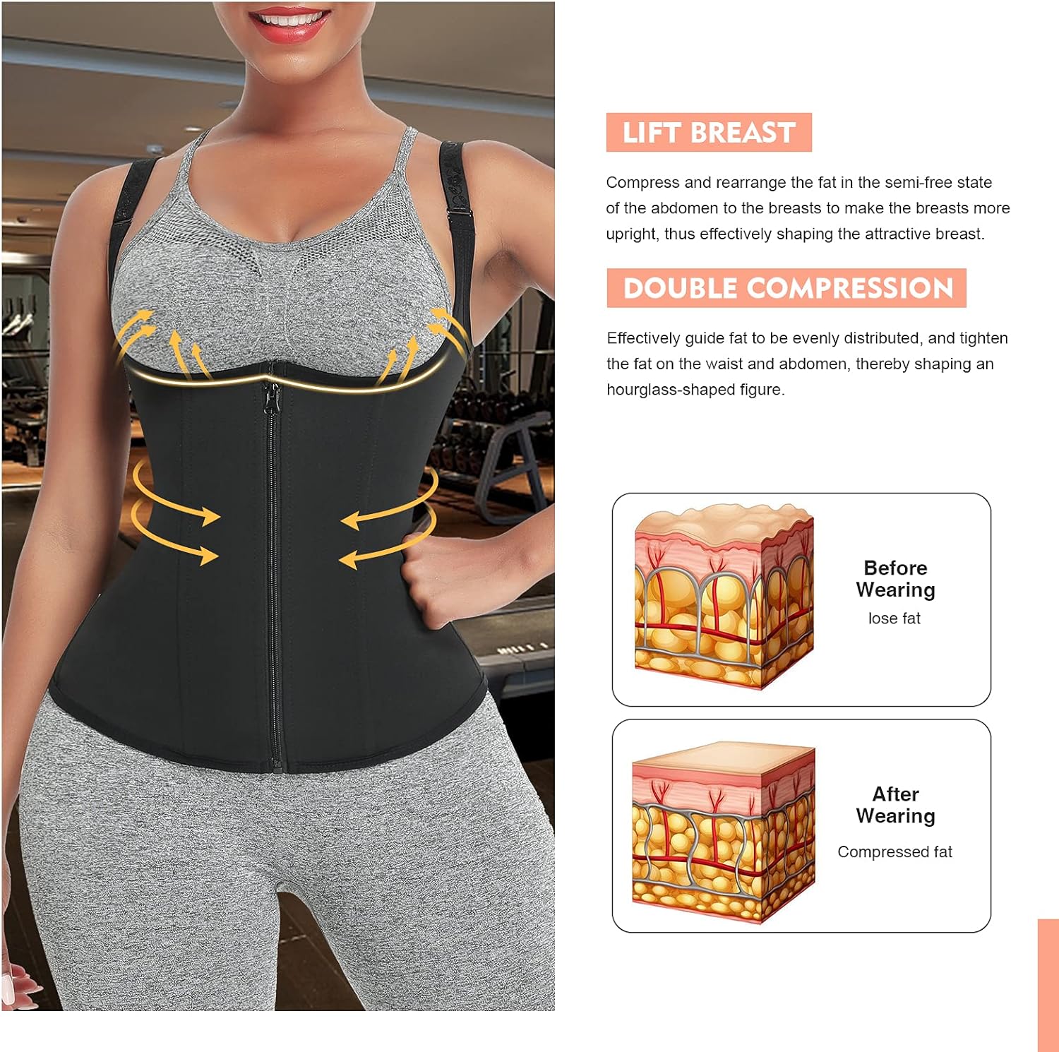 FeelinGirl Waist Trainer for Women Corset Vest Body Shaper Cincher Trimmer Tank Top Sport Girdle with Steel Bones at  Women’s Clothing store