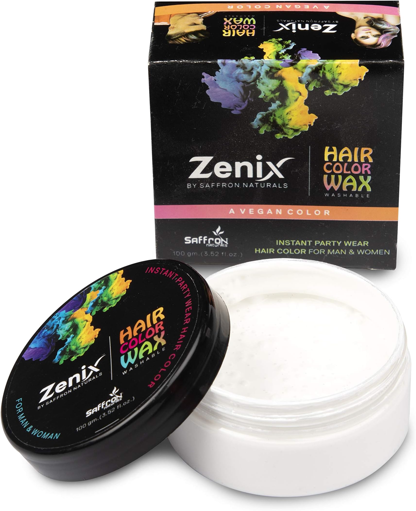 Zenix temporary hair color wax washable instant hair colour for man and woman style your hair with white colour hair wax 100gm