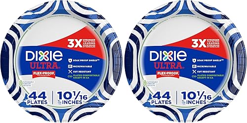 Vista 12 de Dixie Platos de papel ultragrandes, 10 pulgadas, 44 unidades, 3 veces más fuertes, resistentes, aptos para microondas, a prueba de remojo