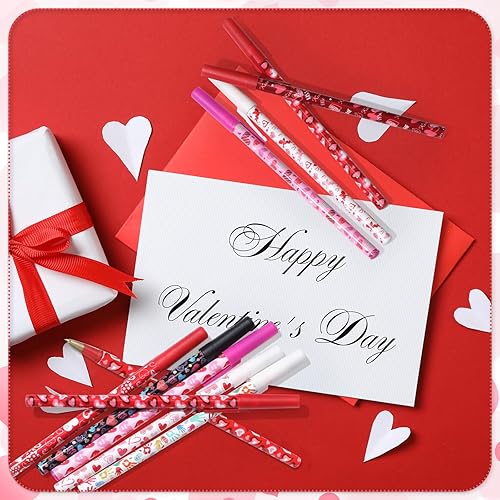 Miniatura 5 de 96 bolígrafos de San Valentín a granel para el día de San Valentín, bolígrafos de corazón con forma de corazón rojo y rosa con forma de corazón