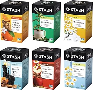 Soothing Herbal Tea Six Flavor Assortment, 18-20 Count Tea Bags in Foil (Pack of 6)