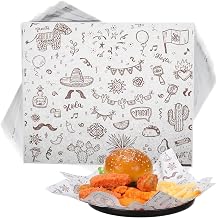 PerKoop 1000 Pcs 10 x 8.3 Inch Deli Wax Paper Sheets Sandwich Wrapping Paper Sheets Mexican Festival Picnic Basket Liners for Food Greaseproof Breads Burgers Bakery Tissue Kitchen, White