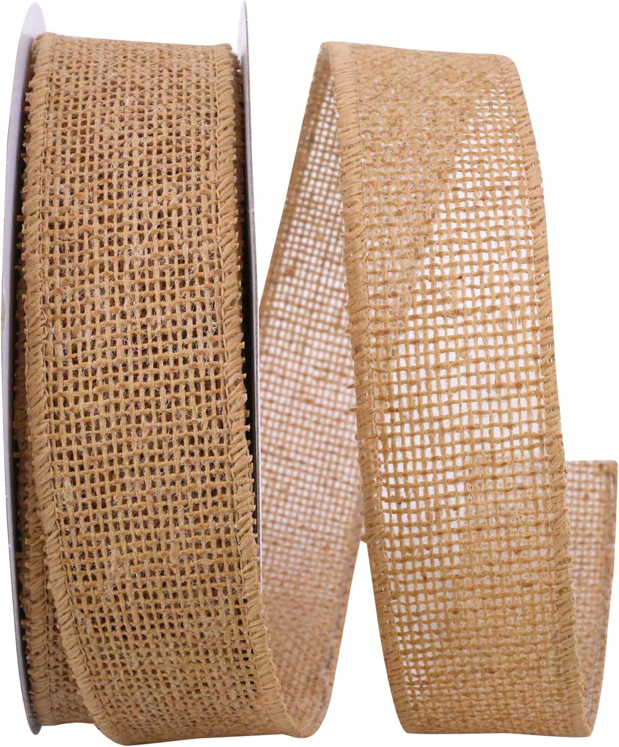 Reliant Ribbon 92694W-750-40K Burlap Value Wired Edge Ribbon, 2-1/2 Inch X 50 Yards, Natural