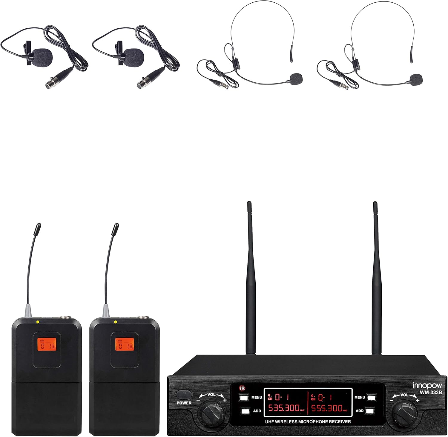 Buy innopow 80Channel Dual UHF Wireless Microphone System,inp Cordless